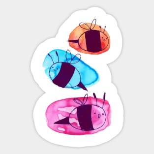 Colorful Watercolor Bees Sticker